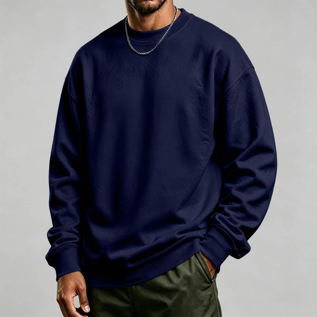 Men's Neck Long Sleeve Sweatshirt Pullover for Casual Everyday Wear