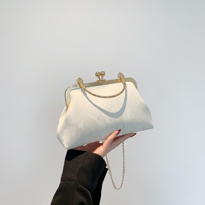 Solid Color Simple and Gentle Lock Handbag Spring New Versatile Ins One-shoulder Crossbody Bag Small Square Bag for Women