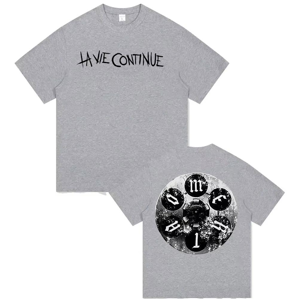 La Vie Continue Maes Album Merch T Shirt Unisexs Punk Retro Cotton Tshirts Unisex Hip Hop Gothic Clothing Tshirt