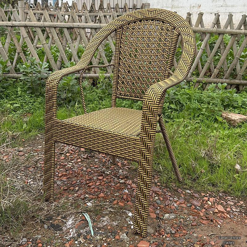 Breathable High Back Rattan Chair for Outdoor & Indoor Use - Waterproof, Sun Protection, Ideal for Balcony or Teahouse