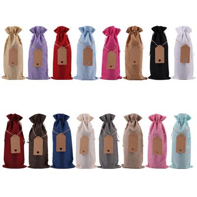 12Pcs Cubiertas de Lino con Cordón para Botellas de Vino con Etiquetas y Cuerda de Lino Bolsa a Prueba de Polvo para Embalaje de Vino Tinto Decoración de Fiesta de Navidad Xmas