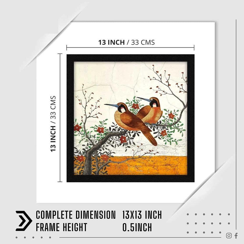 Wandbild „Zwei Vögel“ aus Papier, mehrfarbig, Vogel, 13 x 13 Zoll, 1er-Set