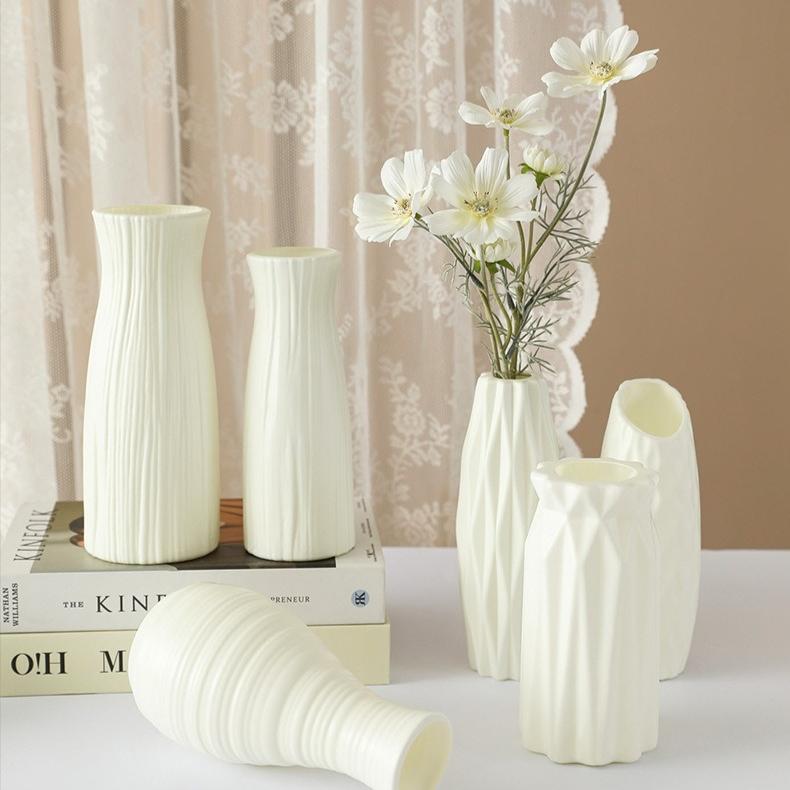 Nordic Shatterproof Plastic Flower Vase, Modern Minimalist Desktop Hydroponic Plant Container & Home Decor