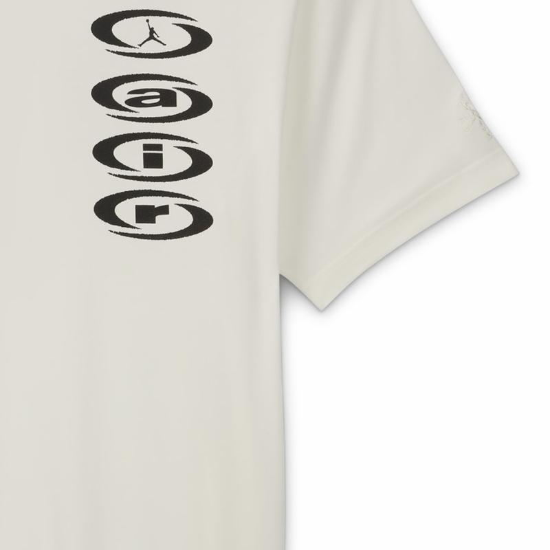 Jordan X Travis Scott Collaboration Comfortable Crew Neck Pullover Short Sleeve T-Shirt Men Tops Beige DZ5515-133