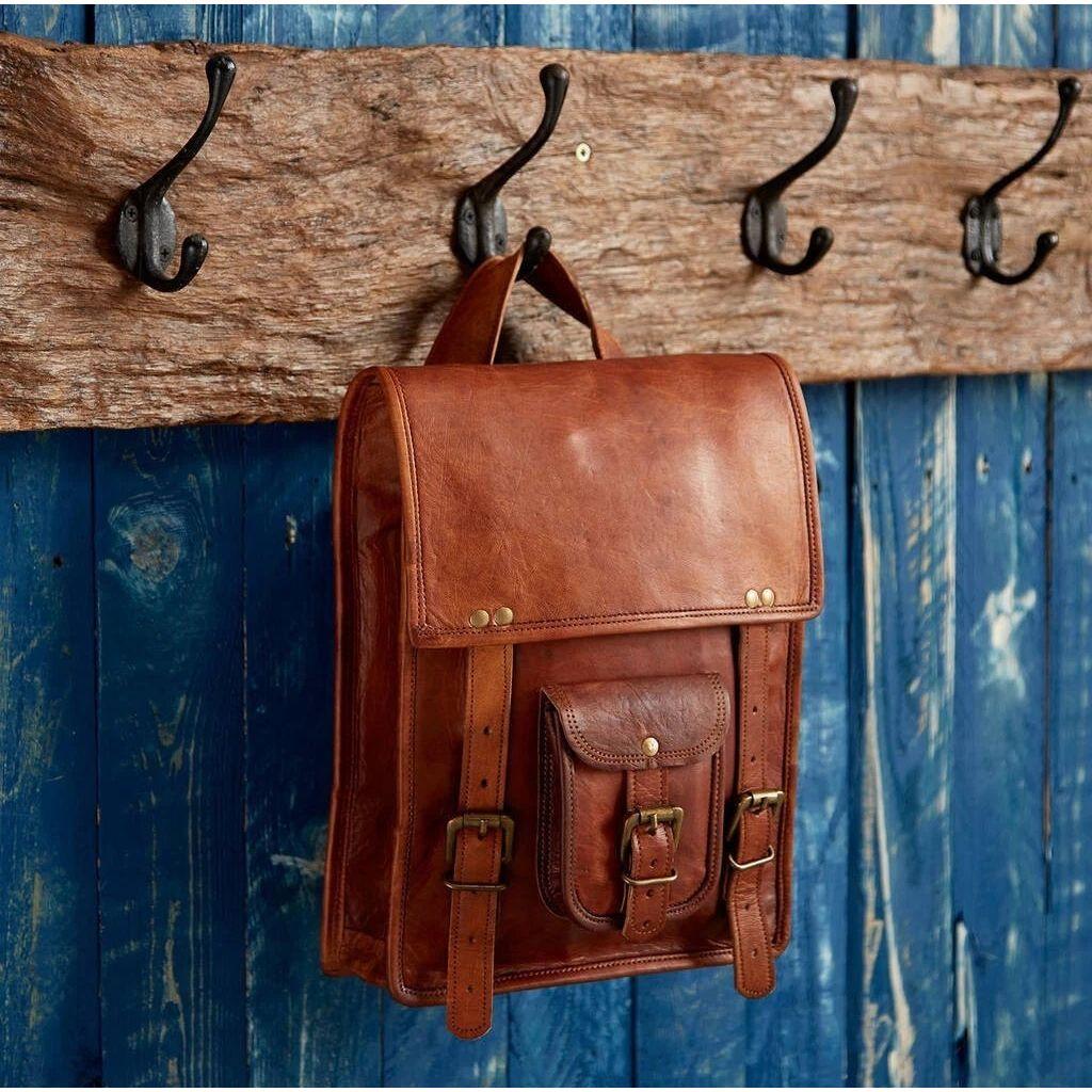 Leather Goat Vintage Messenger Bag Brown Men's Genuine Satchel Real Laptop New
