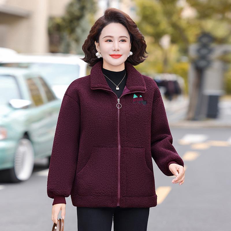 2025 Women's Plush Cotton Jacket: Thick, Fleece-Lined Outerwear for Middle-Aged and Elderly, Ideal for Autumn and Winter.