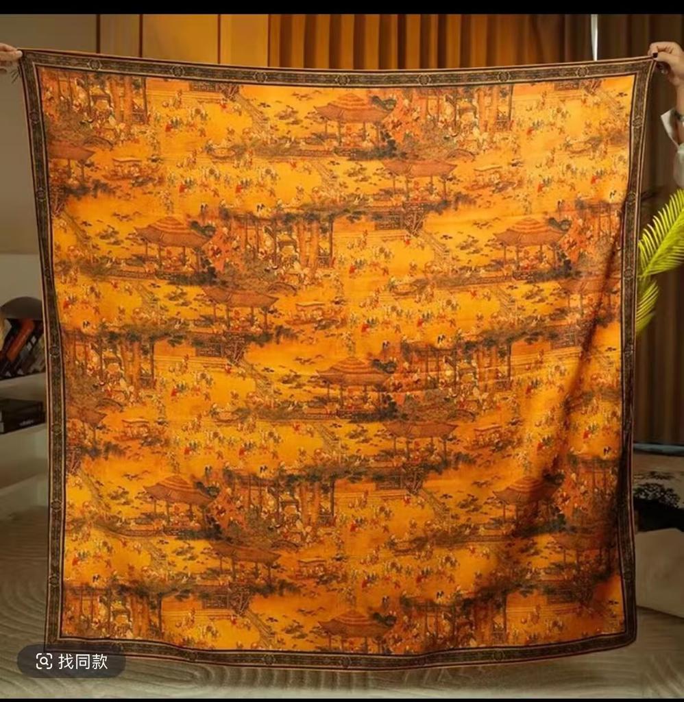 Fragrant Cloud Yarn Spring And Autumn Silk Scarf 140 * 140 Square Scarf Fashionable, Versatile Hangzhou Scarf Printed Scarf Shawl