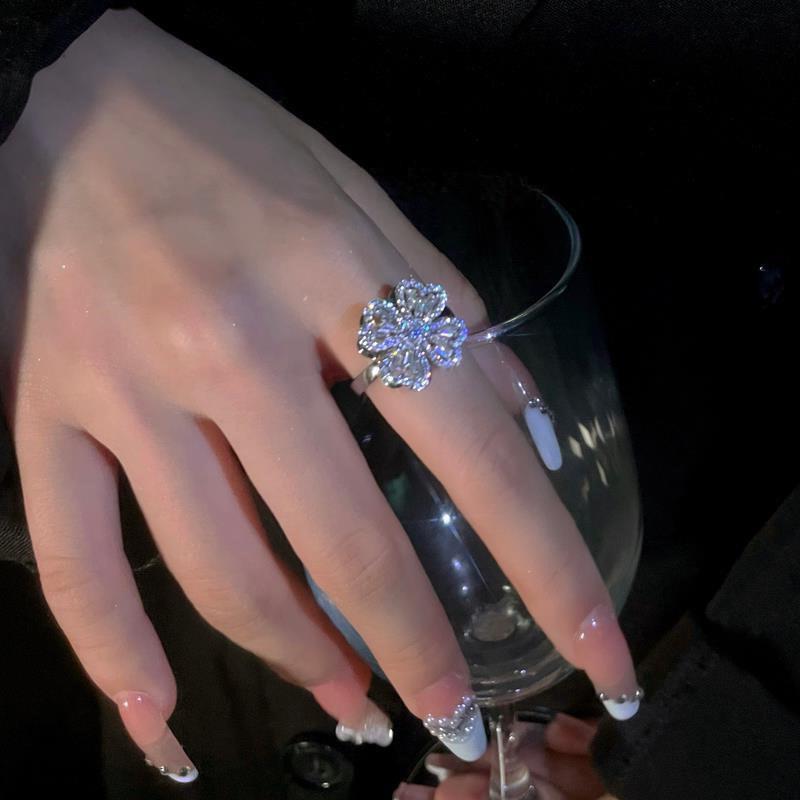 High-End Light Luxury Women's Copper Ring with Zircon Inlay and Real Gold Multi-Layer Design