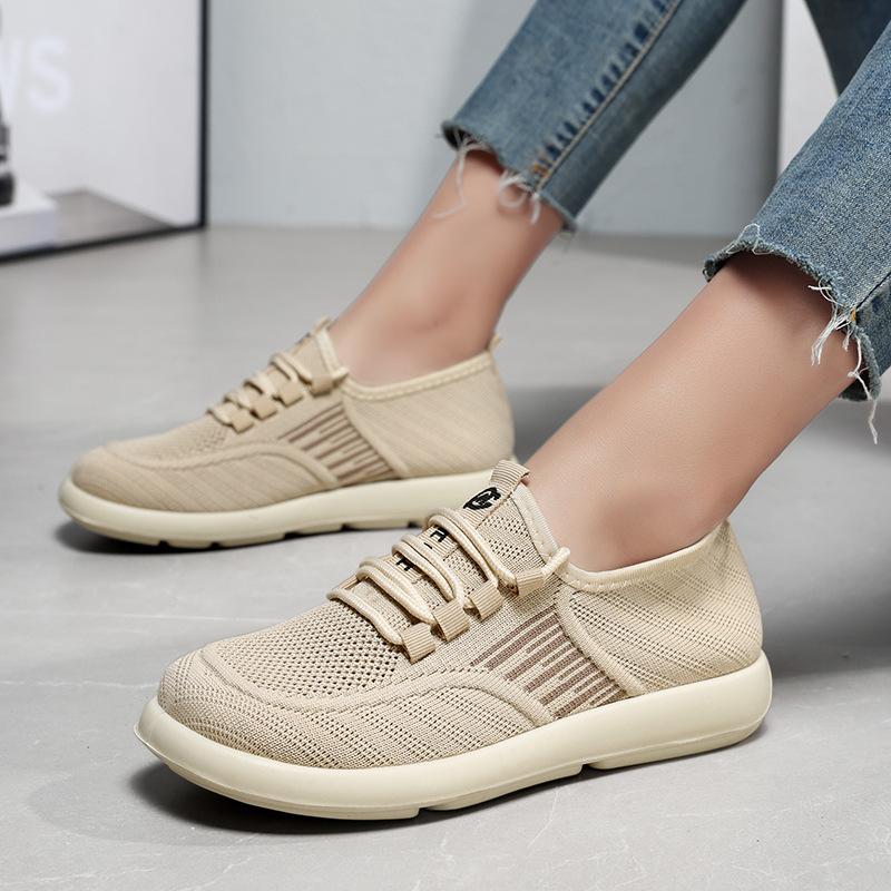 Spring and summer cloth shoes women's flat-bottomed fly-woven casual lightweight breathable single shoes soft-soled non-slip casual shoes