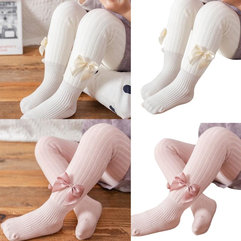 Baby Mädchen Strumpfhose Warm und Weich Kinder Thermo Leggings Einfarbig Schleifchen Dekor Strumpfhose für Kalte Jahreszeiten