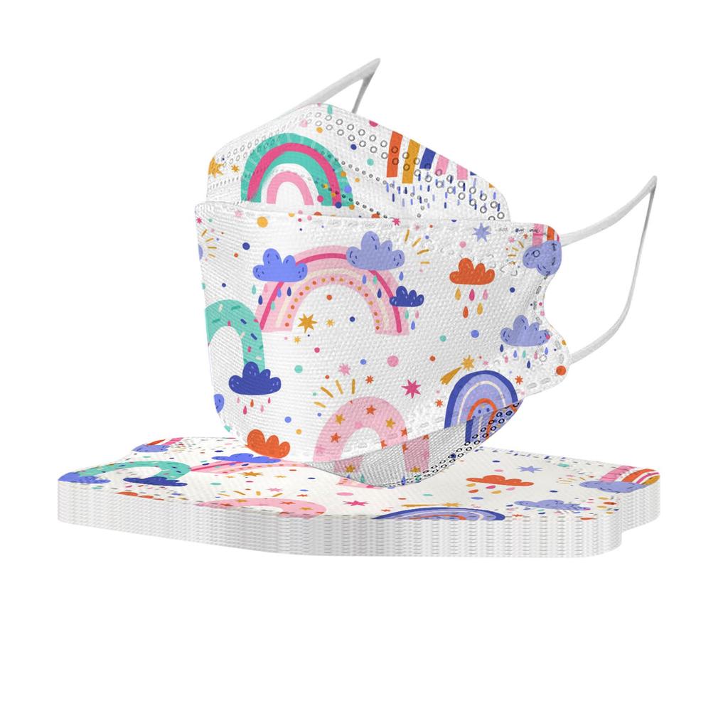 50PCS Kids Children's Disposable Face Mask Cute Funny Print 3D Designs 4-Ply Facial Masks