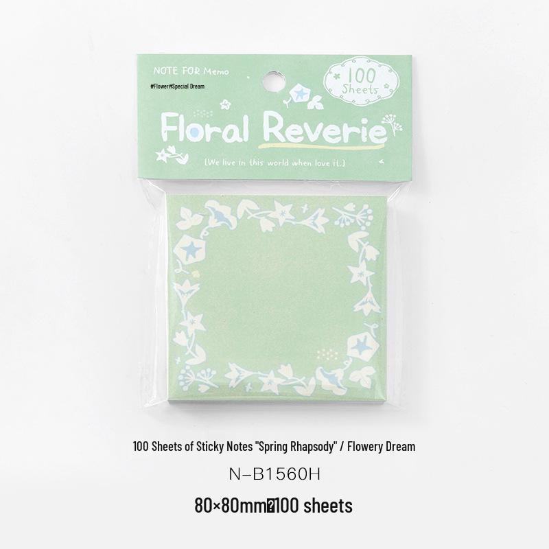 Spring Rhapsody Sticky Notes – 100 Sheets: Artistic Fresh Notes for Student Messages and Reminders