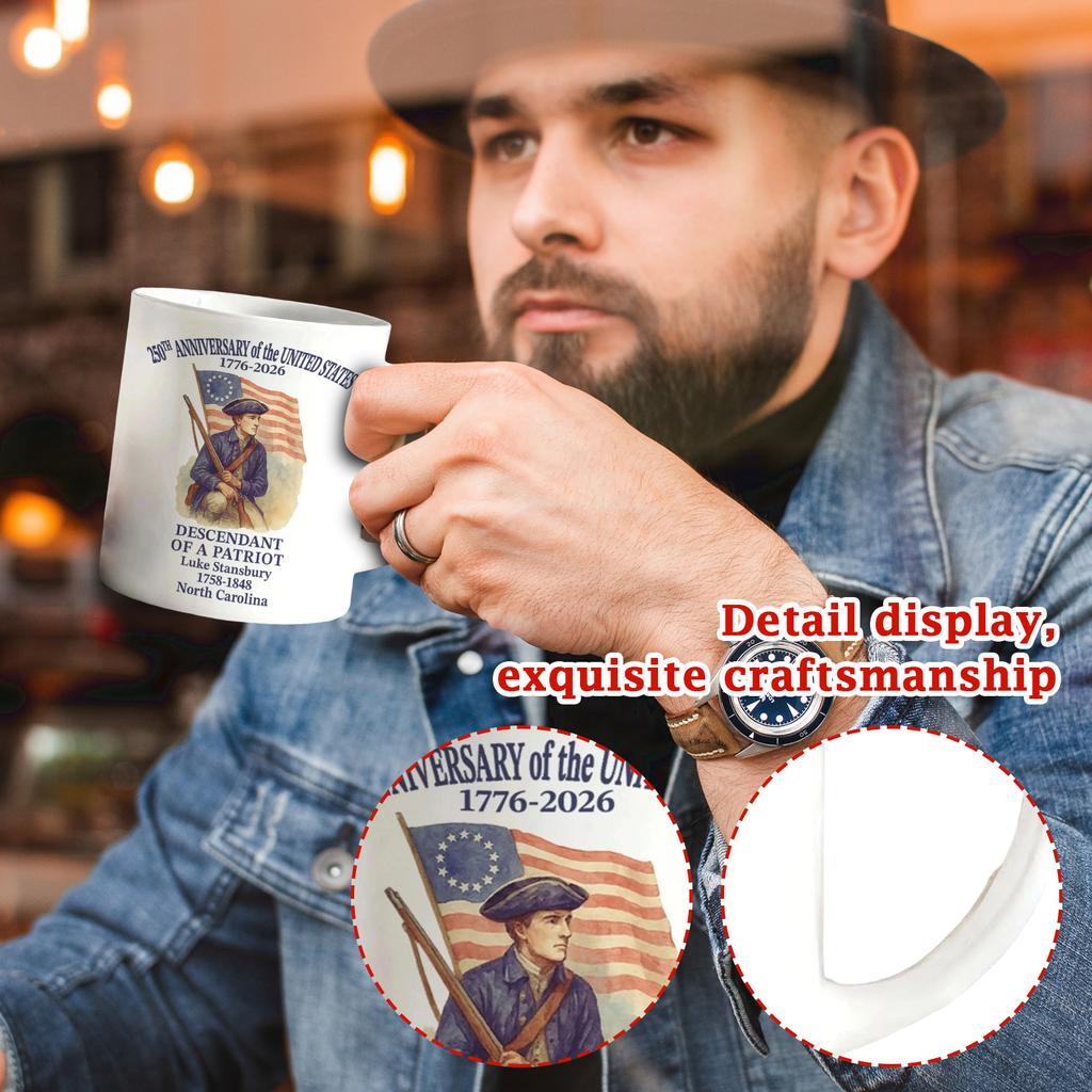 250th Anniversary United States Commemorative Mug 1776-2026 Personalized Patriotic Design Historical Mark Cup Collector Gift