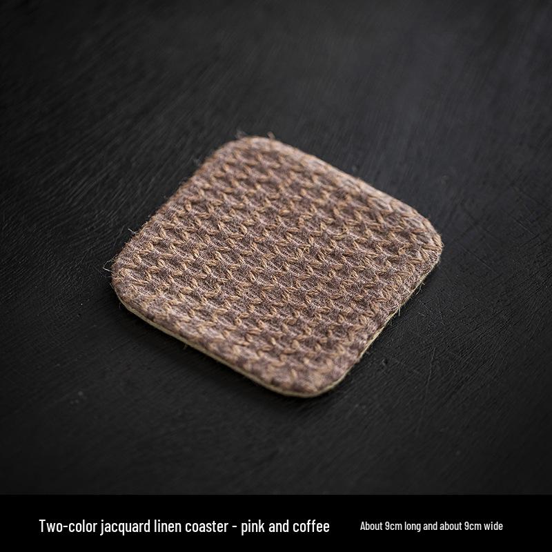 Two-Color Jacquard Tea Mat - Handmade Plant-Dyed Coaster, Retro Style Fabric Tea Coaster