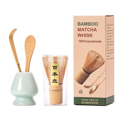 Tea Ceremony Utensil and Made of Matcha and Traditional Crafts for the Tea 4-Piece Set 100-Standing Chasen, Chashaku, Chaspoon, Bamboo, Powder,