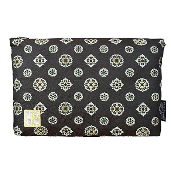 Senshishuin Nishijin Brocade Stamp Book Case with Shokura Hanabishi Crest Pouch/Shrine (Lined) (Large)