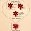 Set di Gioielli da Donna, Anello Fiore Rosso, Orecchini e Collana, Adatto per l'Uso Quotidiano e per le Vacanze