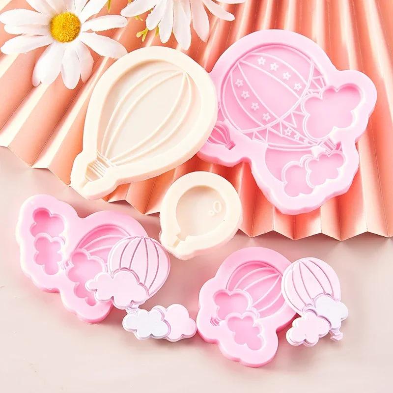 Hot Air Balloon Cloud Silicone Mold Kid Birthday Party Cake Mold Cute Fondant Cake Decor Chocolate Making Tool Clay Candle Mould