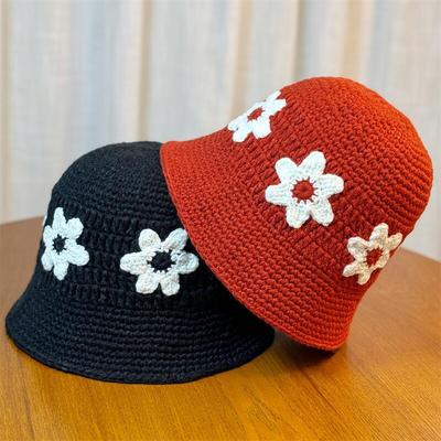 Sweet and Cute Woven Flower Pot Hat Spring and Summer Bucket Hat
