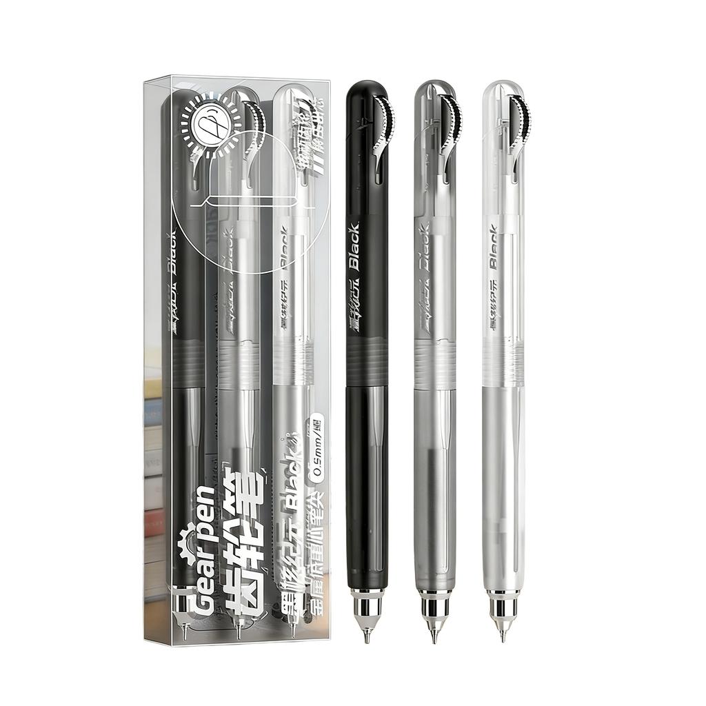 Tandwiel Pen Fidget Gelpennen, 0,5 Mm Zwarte Inkt Intrekbare Balpennen, Lage Zwaartekracht Soepel Schrijven