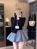 Korean Style Women's 2025 Summer High-Waist Slimming Midi Puff Skirt with Anti-Exposure Shorts