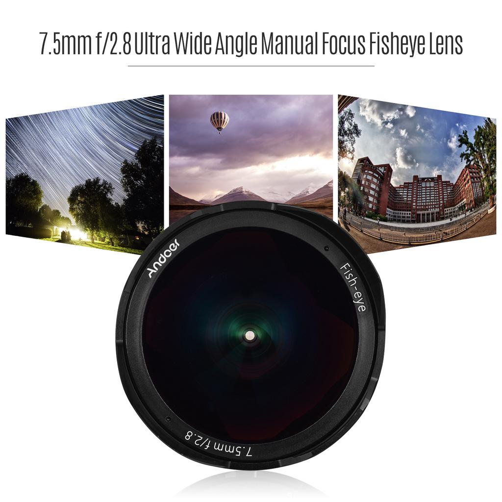 7.5mm F2.8 Manual Focus Fisheye Lens 180 Degrees  Ultra Wide Angle Large Aperture E-Mount Lens