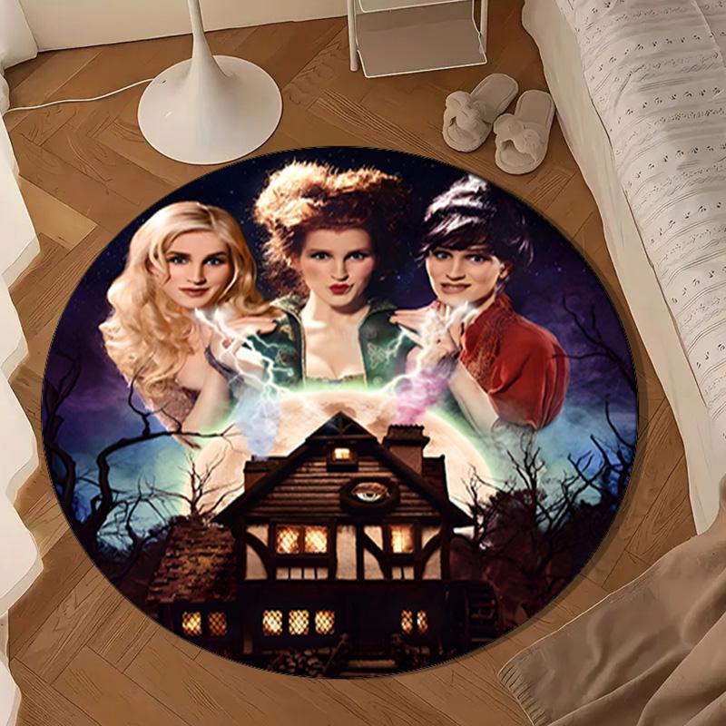 Hocus Halloween Night Round Mat, Anti-slip Circle Carpet Chair Rug For livingroom,Bedroom, Doormat Home Decor Gift Christmas Gifts