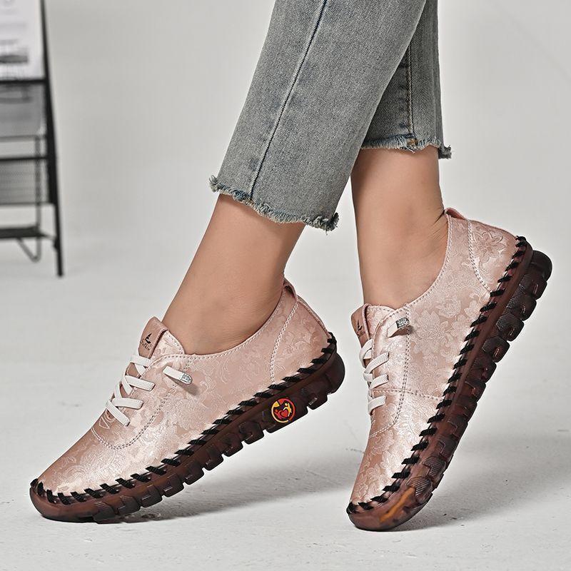 Fashion New designer oxford shoes split leather woman lug sole anti skid flats lace up slip on shoes 43 44 women's orthopedic moccasins