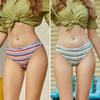 FINETOO 2 buc/set femei slip din bumbac cu talie joasă chiloți în dungi Lenjerie de corp pentru femeie Lenjerie sexy Chiloți cu picioare înalte S-XL