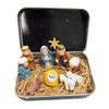 Christmas Decorative Religious 3D Ornament Portable Tin Nativity Scene Religious Figurines Decor For Desk Shelf Office Bedroom