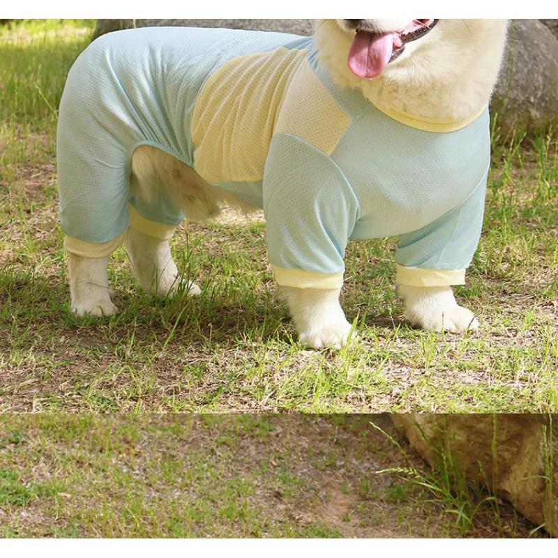 Lightweight Dog Suit Corgi Shiba Pomeranian 4-Legged Cooling UV Protection Anti-Shedding Home Wear