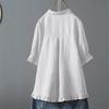Summer Casual Single-breasted Ruffled Short-sleeved Shirt and Cotton-linen Top for Women