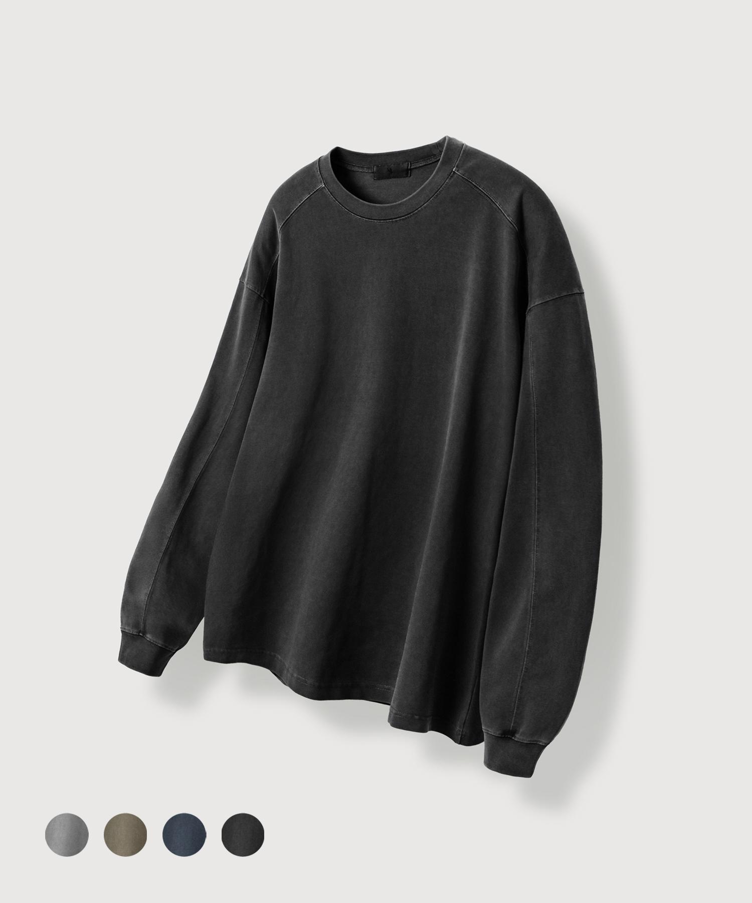 Mood Inside Pigment Stitch Line Long Sleeve_4 Colors Gray/L