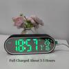 1PC Rechargeable Digital Alarm Clock Date Week 2 Alarms Night Mode Snooze 12/24H Anti-disturb Voice Control LED Mirror Clock