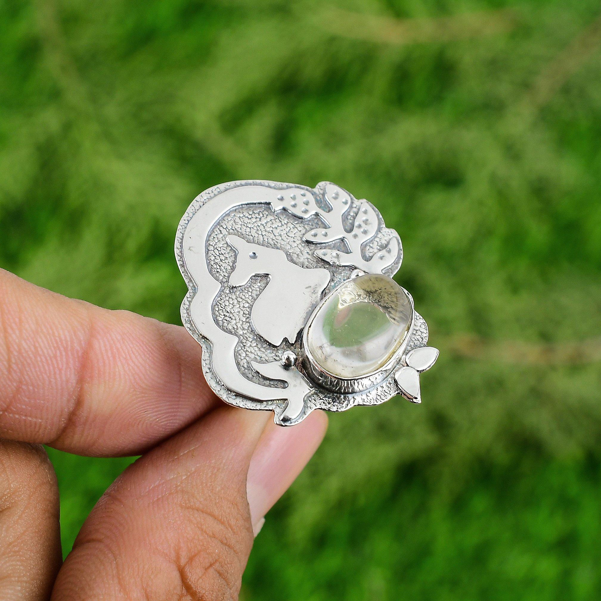 

Natural Moonstone Bezel Statement Wife Crown Chakra Ring Jewelry Sterling Silver Adjustable