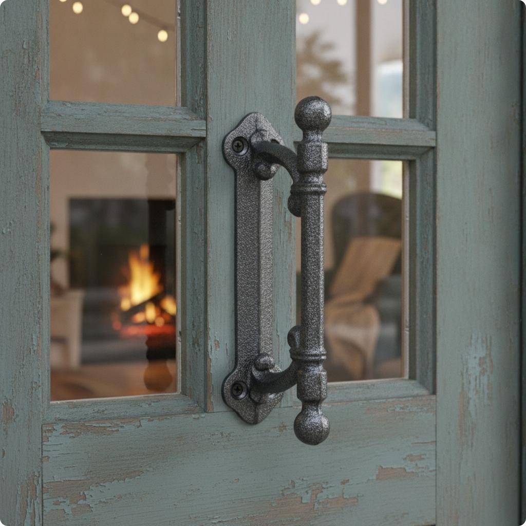 Rustic Door Pull with Mounting Hardware Heavy Duty Cast Iron Door Handle Drawer Pull with Screws Industrial Distressed