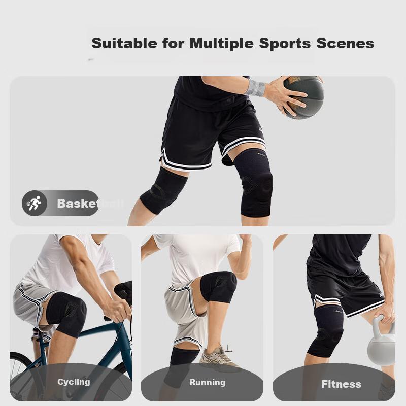 JEEP Knee Pads for Sports, Unisex Basketball Impact Protection, Running Fitness Breathable Knee Sleeves, Horizontal Machine Knee Pads, Black, Size M