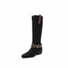 Metal Belt Buckle Tall Western Boots Retro Color Matching Thick Heel High Heel Cowboy Boots Knight Boots Long Boots