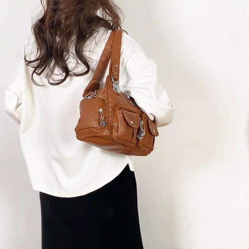 2025 Summer Fashion Blue Shoulder Bags For Women Small Shopper Bag Solid Color Soft Leather Crossbody Handbag Lady Travel Tote Bag