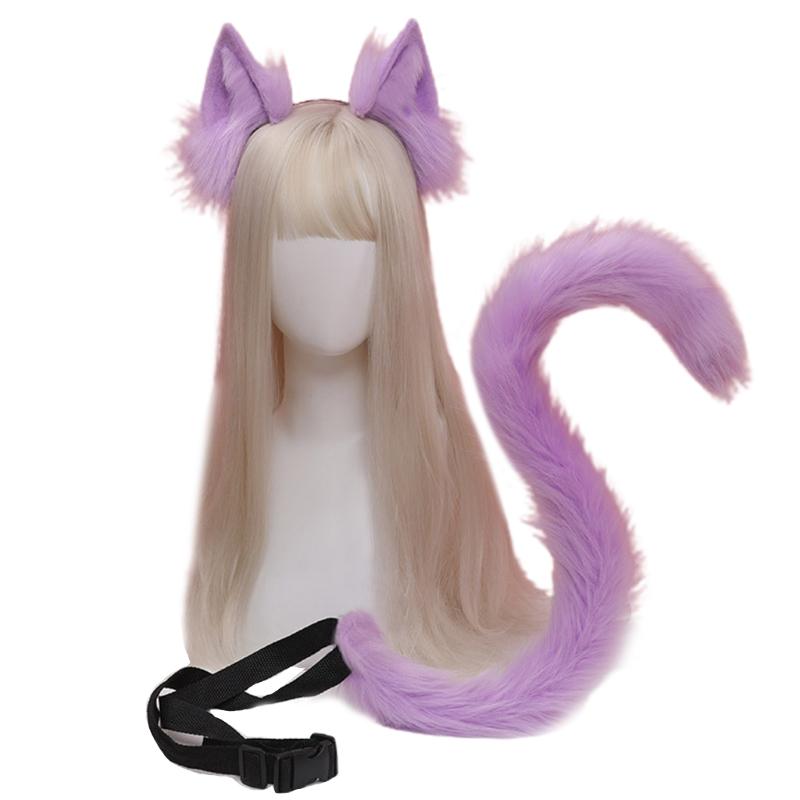Cartoon Ears Tail Set Masquerade Halloween Cats Cosplay Party Costume Ear Hairhoop Headwear Lolita Accessories