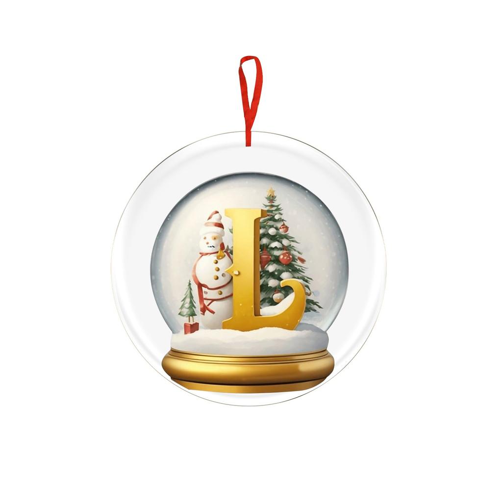 Christmas Ornament 2D 26 Letters Yellow Crystal Ball Acrylic Snowman Scene Festive Car Tree Hanging Decor Accessory