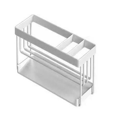 Organisateur d'évier de cuisine Multifonctionnel Égouttoir à éponge de comptoir Support latéral d'évier de rebord de fenêtre avec bac d'égouttement pour