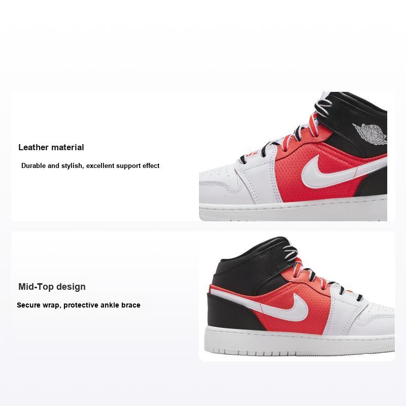 Air Jordan 1 Mid SE GS Białe Infrared Sneakersy Dziecięce Czarne Infrared-23 FB4417-016