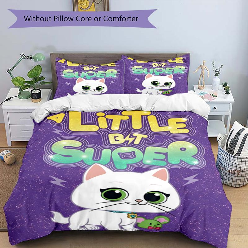 3pcs Super Kitties Adventures1 Design Cover Set - HD Printed Bedding with 1 Cover and 2 Pillowcases - Perfect for Home and Dorm Decor