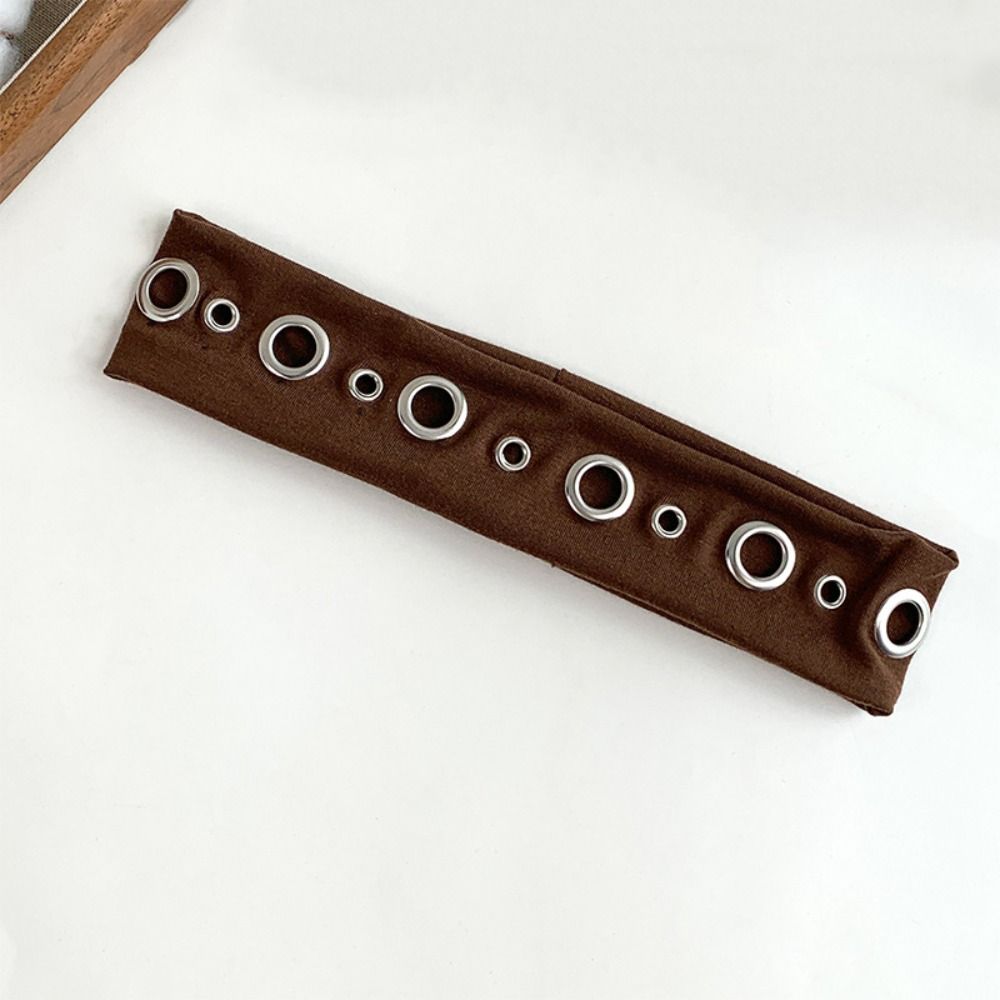Retro Design Punk Hairband Sweet Style Eyelet Stretch Band Retro Rock Music Headband  Punk Scene