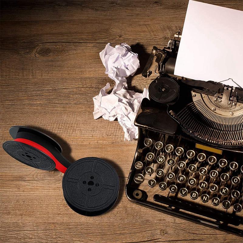 2pcs Typewriter Ribbon Twin Spool Typewriter Ribbon Red and Black Twin Spool Replacement Pack for Most Typewriter