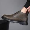 Men's shoes high-top shoes spring and autumn men's British romantic leather boots men's medium-top short boots velvet two-cotton Martin boots