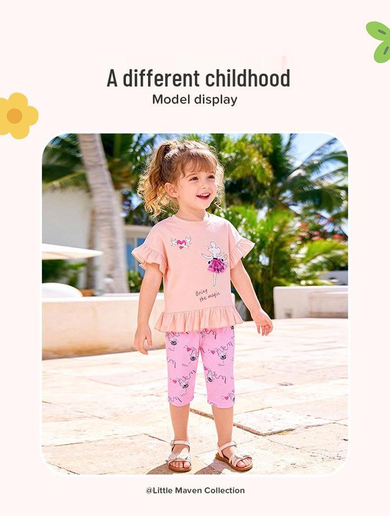 In Stock: Little Maven European & American Style Cartoon Summer Sets for Girls