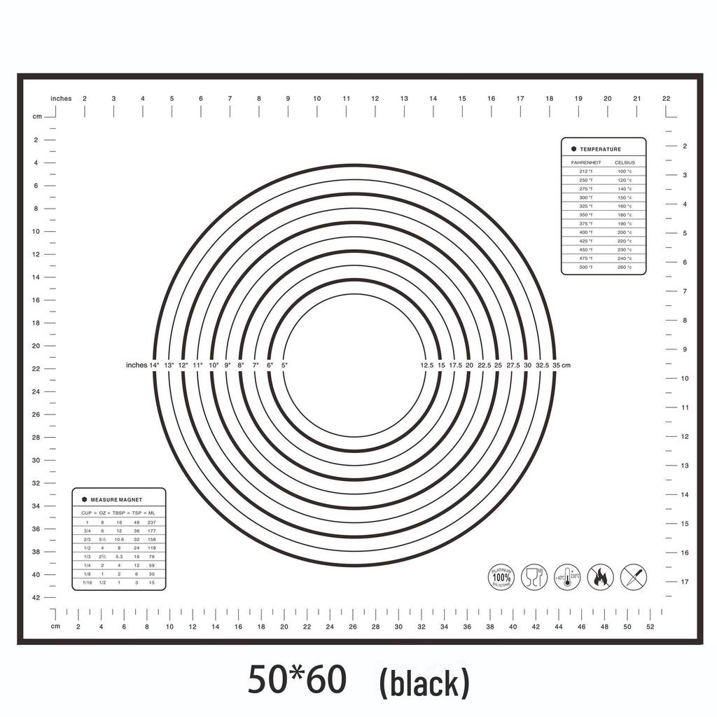 70x50cm Oversized Silicone Kneading and Rolling Mat, Heat-Resistant Non-Stick Baking Tool & Dough Mat