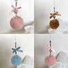 Trendy Pentastars Key Rings Pendant Rabbit Faux Furs Ball Keychain  Accessories